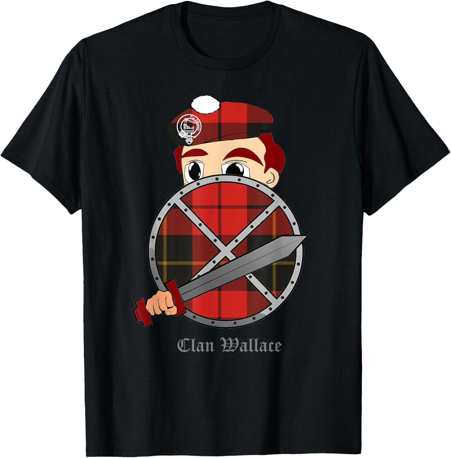 Clan Wallace surname last name Scottish Tartan crest T-Shirt - T-Shirt | Black
