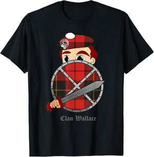 Clan Wallace surname last name Scottish Tartan crest T-Shirt - T-Shirt | Black