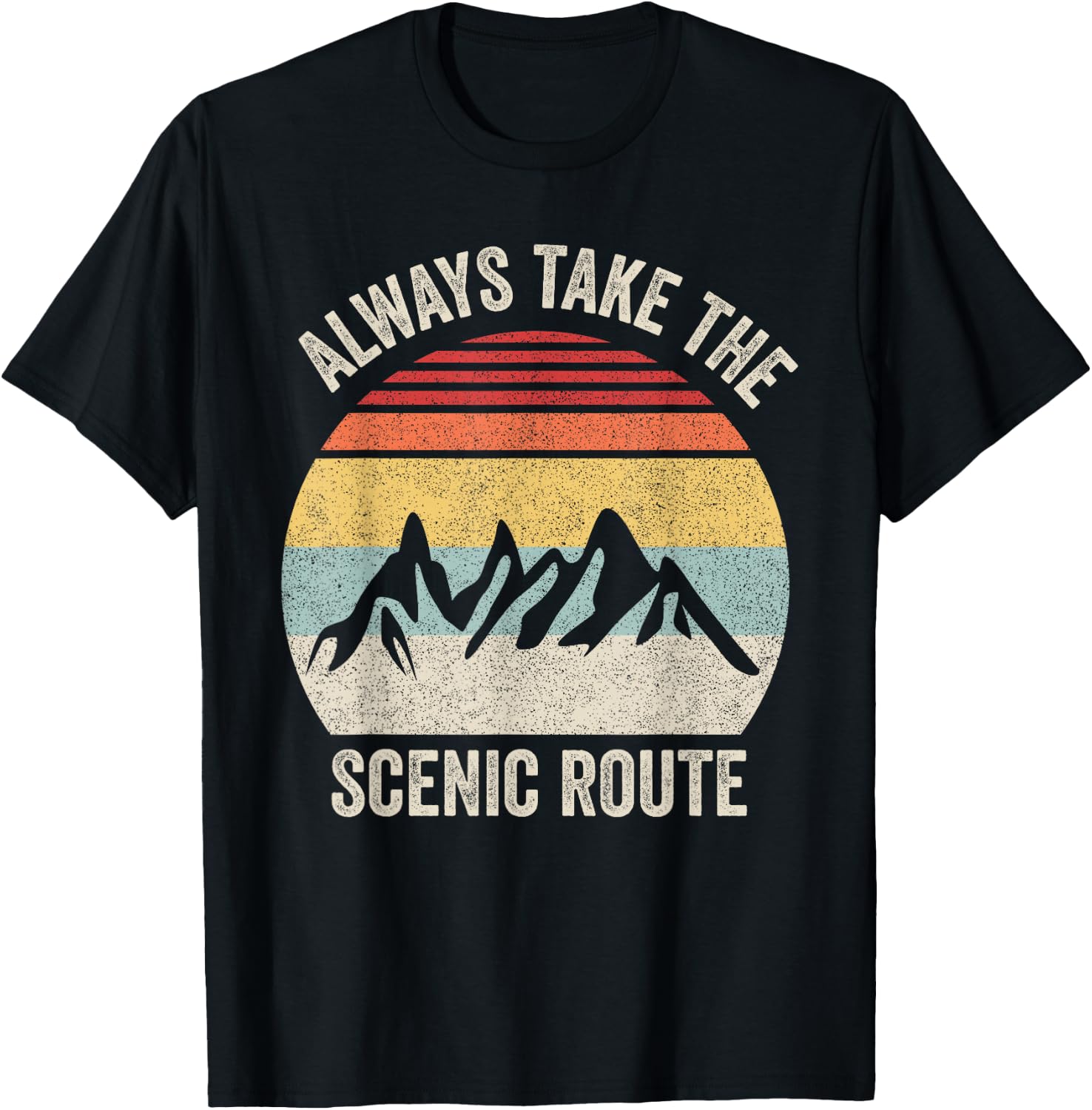 Retro Always Take the Scenic Route Shirt Adventure Travel T-Shirt - T-Shirt | Black