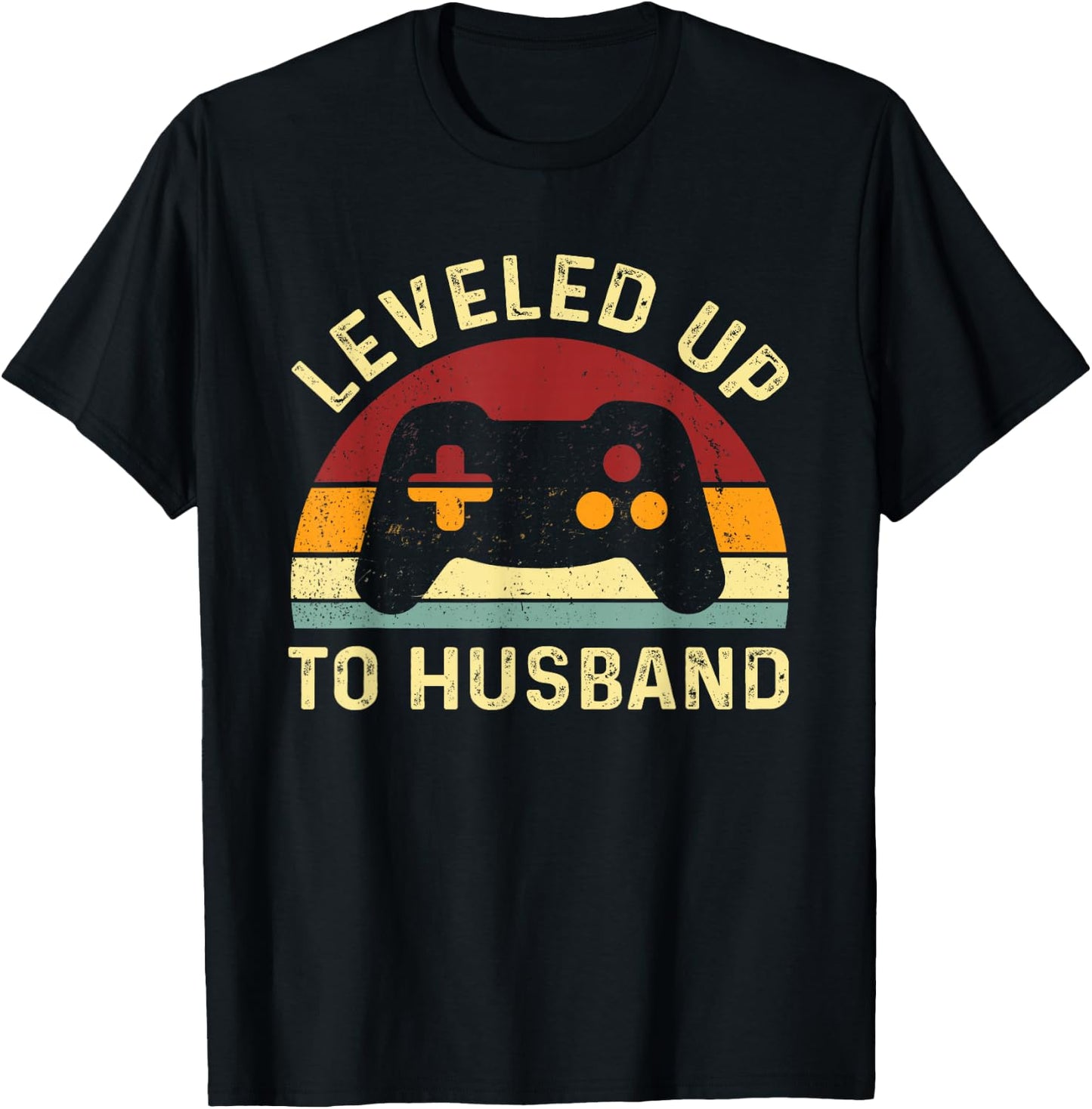 Leveled Up To Husband - Newlywed Groom - Just Married Couple T-Shirt - T-Shirt | Black