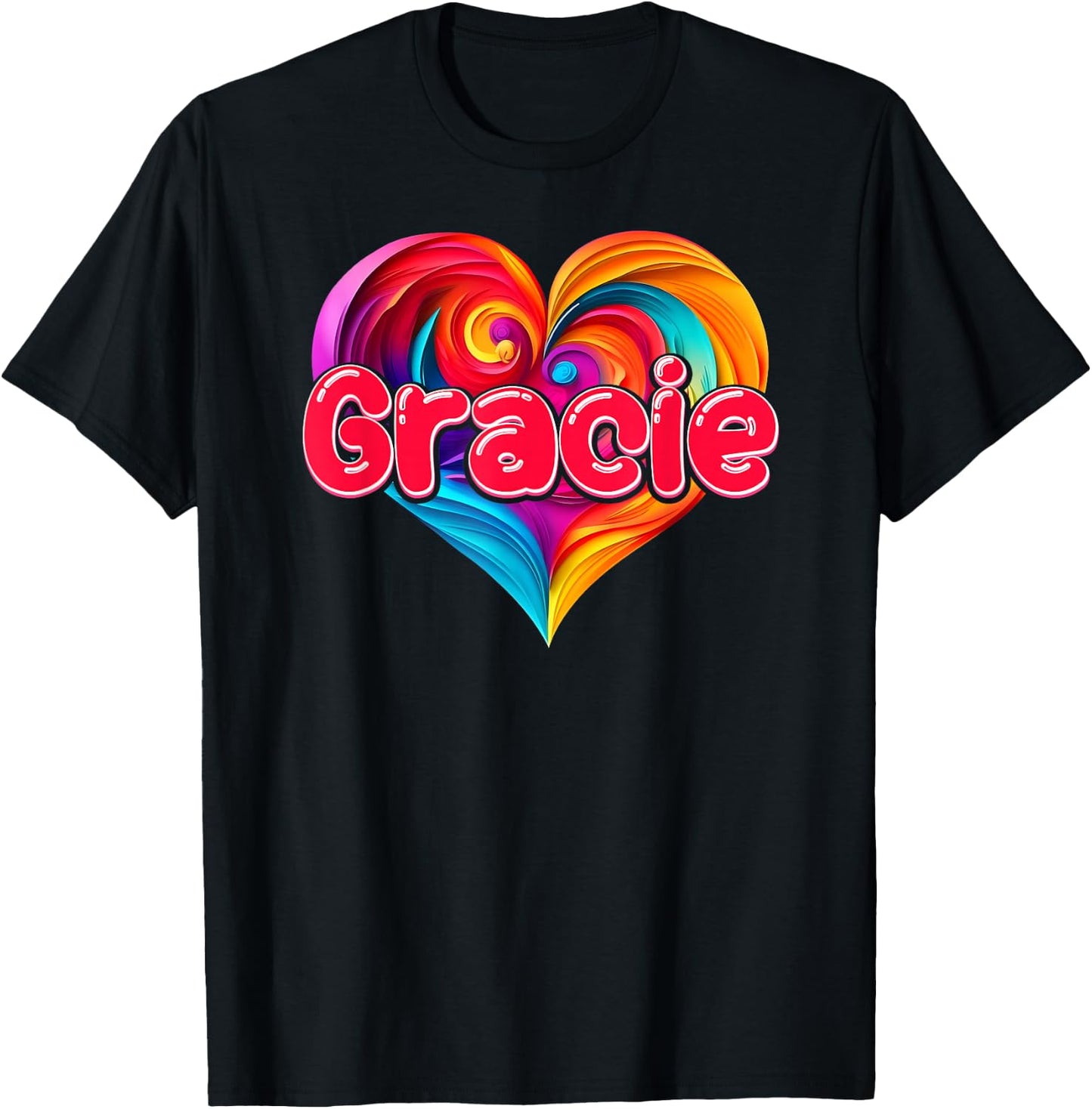 I Heart Love Gracie First Name Colorful Named T-Shirt - T-Shirt | Black