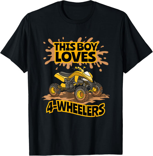 Kids ATV Outfit 4 Wheeler Mudding Gift Boys Four Wheeler T-Shirt - T-Shirt | Black