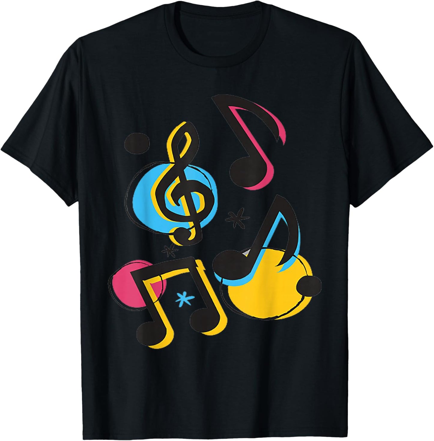 Retro Colored Music Notes Design for Musicians T-Shirt - T-Shirt | Black