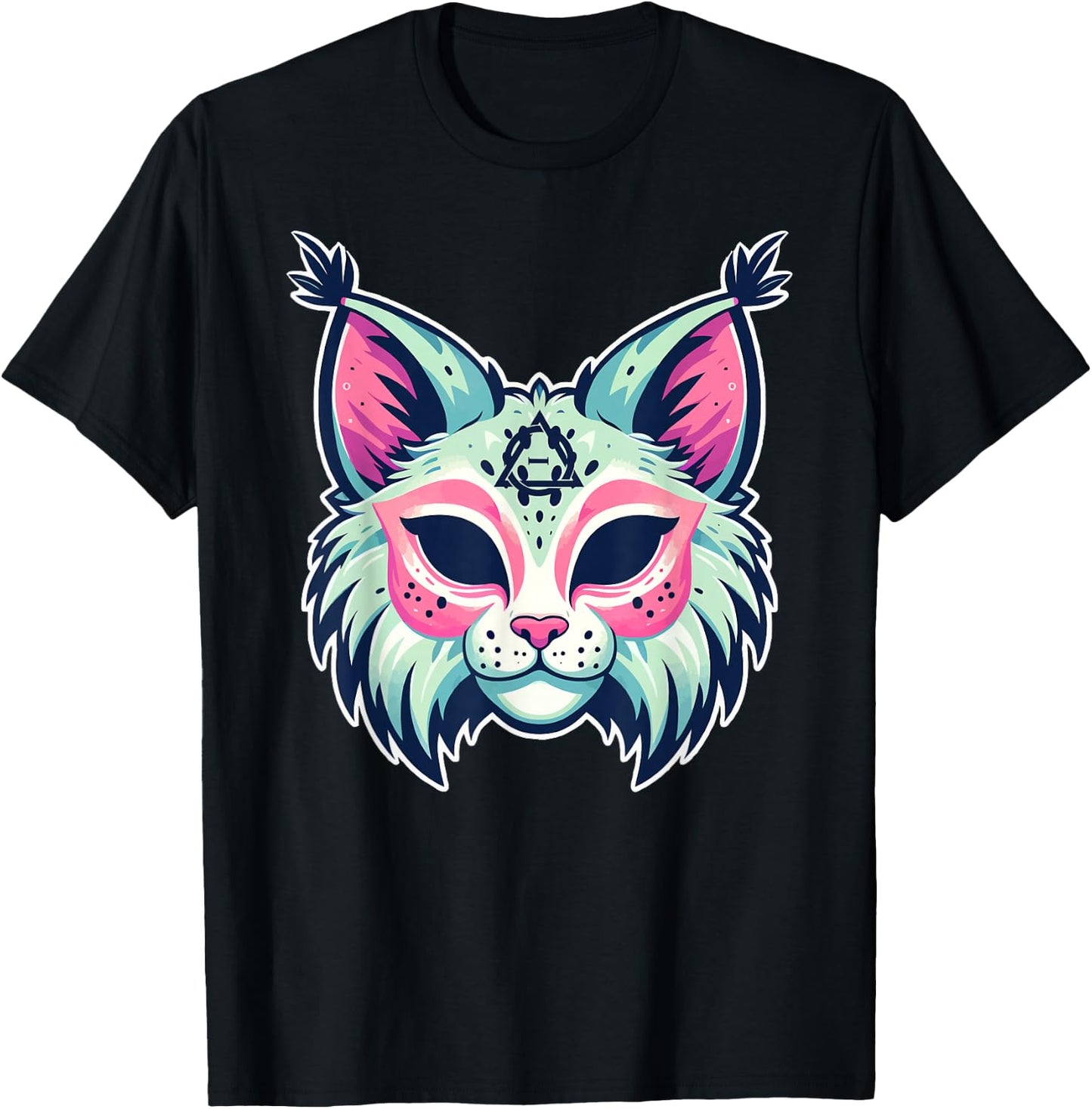 Therian Bobcat Lynx Mask Quadrobics Therianthropy T-Shirt - T-Shirt | Black