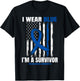 Blue Colon Cancer Survivor Gifts Women Men Flag Cancer Free T-Shirt - T-Shirt | Black