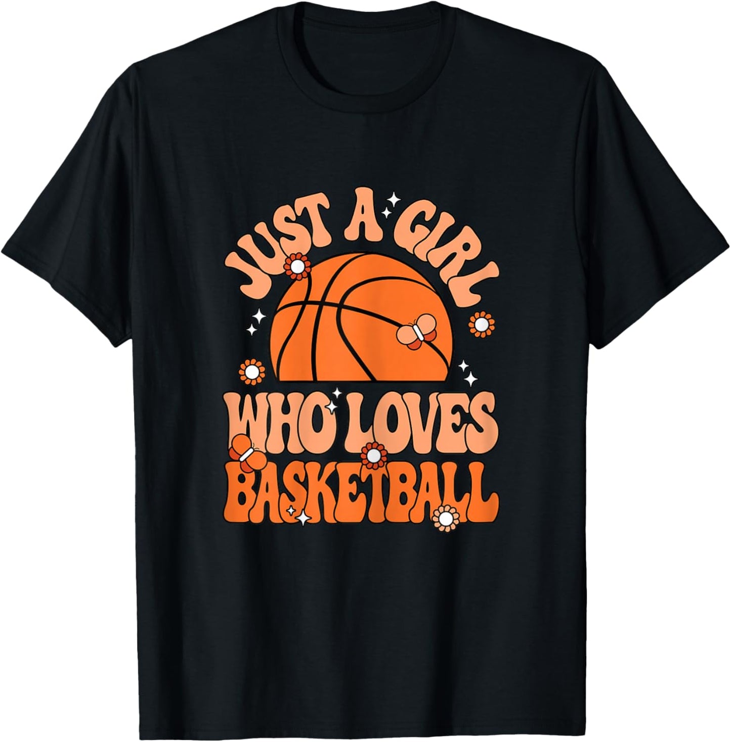 Just A Girl Who Loves Basketball Cute Basketball Lover T-Shirt - T-Shirt | Black