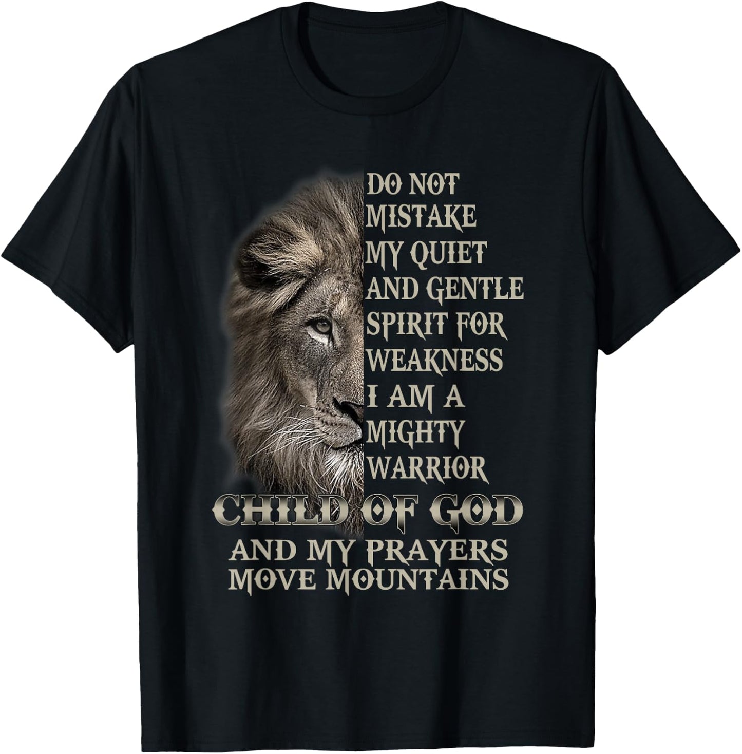 I Am A Mighty Warrior Child Of God Lion Christ Jesus Lover T-Shirt - T-Shirt | Black