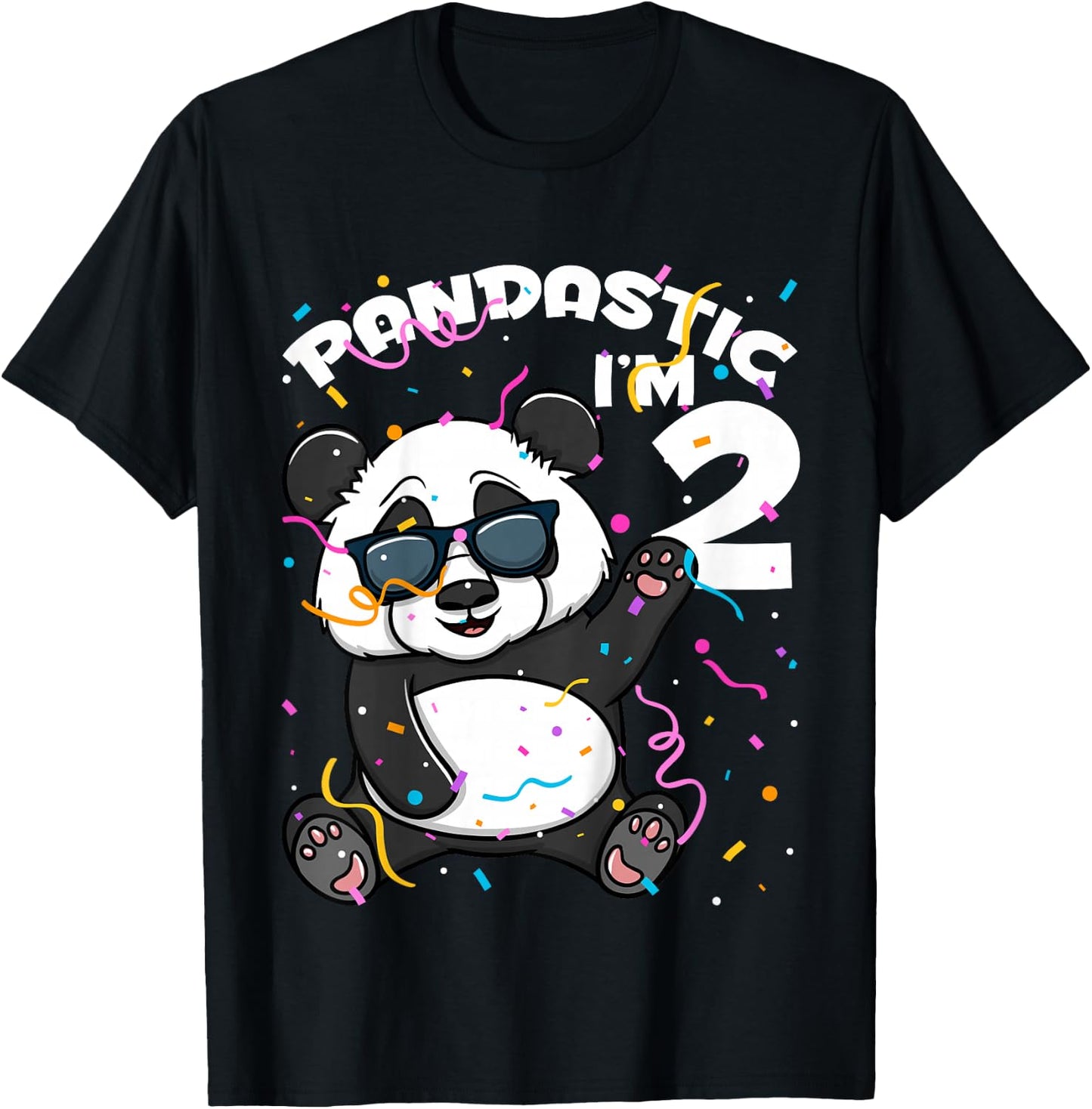 Kids 2nd Birthday Panda Pandastic 2 Year Old Boys Girls T-Shirt - T-Shirt | Black