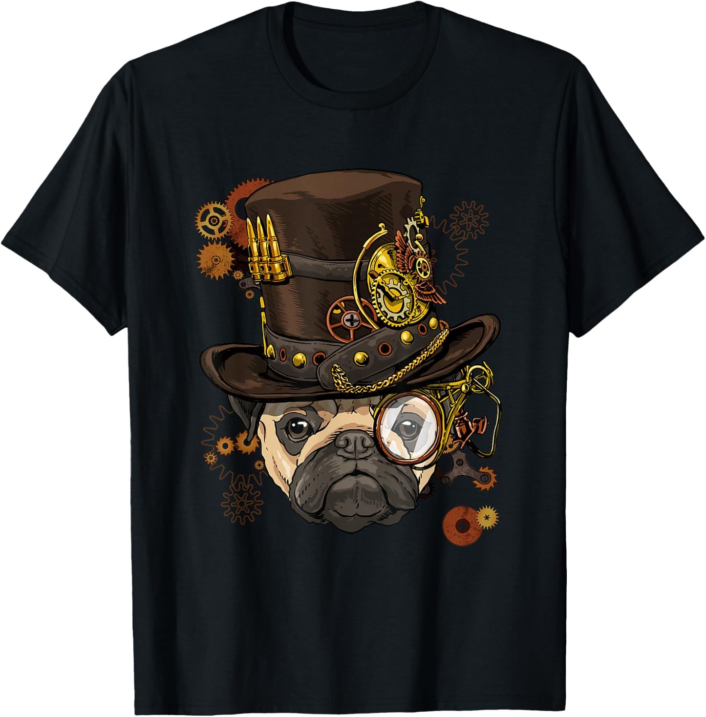 Steampunk Pug Dog Steampunk Pug Lovers T-Shirt - T-Shirt | Black