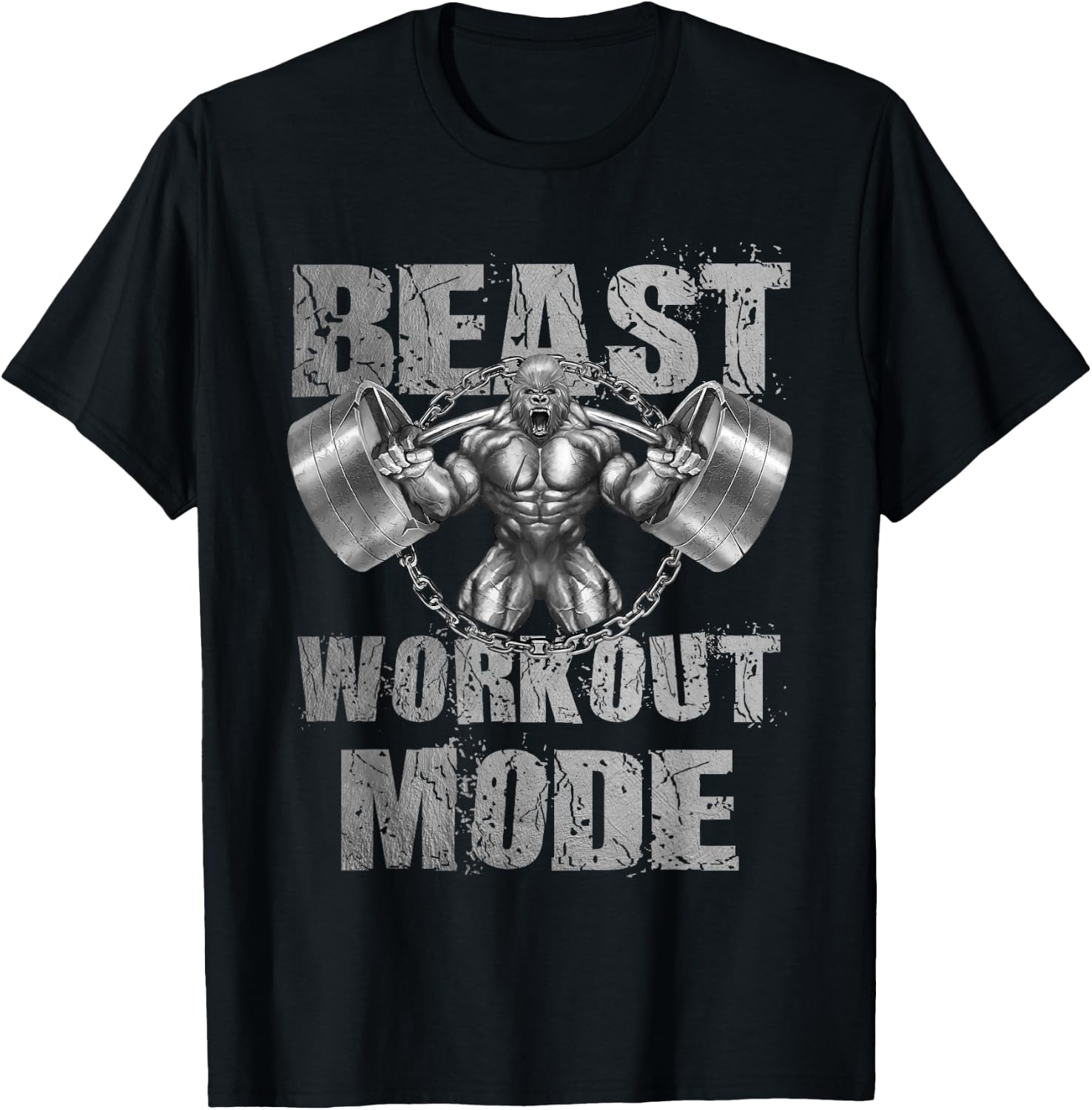 Gorilla Beast Workout Mode Lifting Weights Fitness Gym T-Shirt - T-Shirt | Black