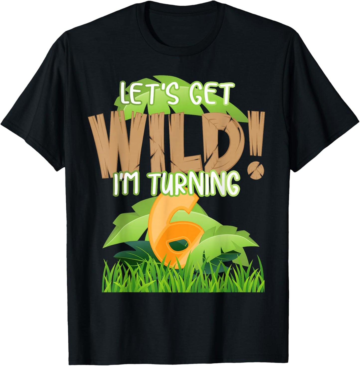 Cute Jungle Safari 6th Birthday Gift 6 Years Old Boys Girls T-Shirt - T-Shirt | Black