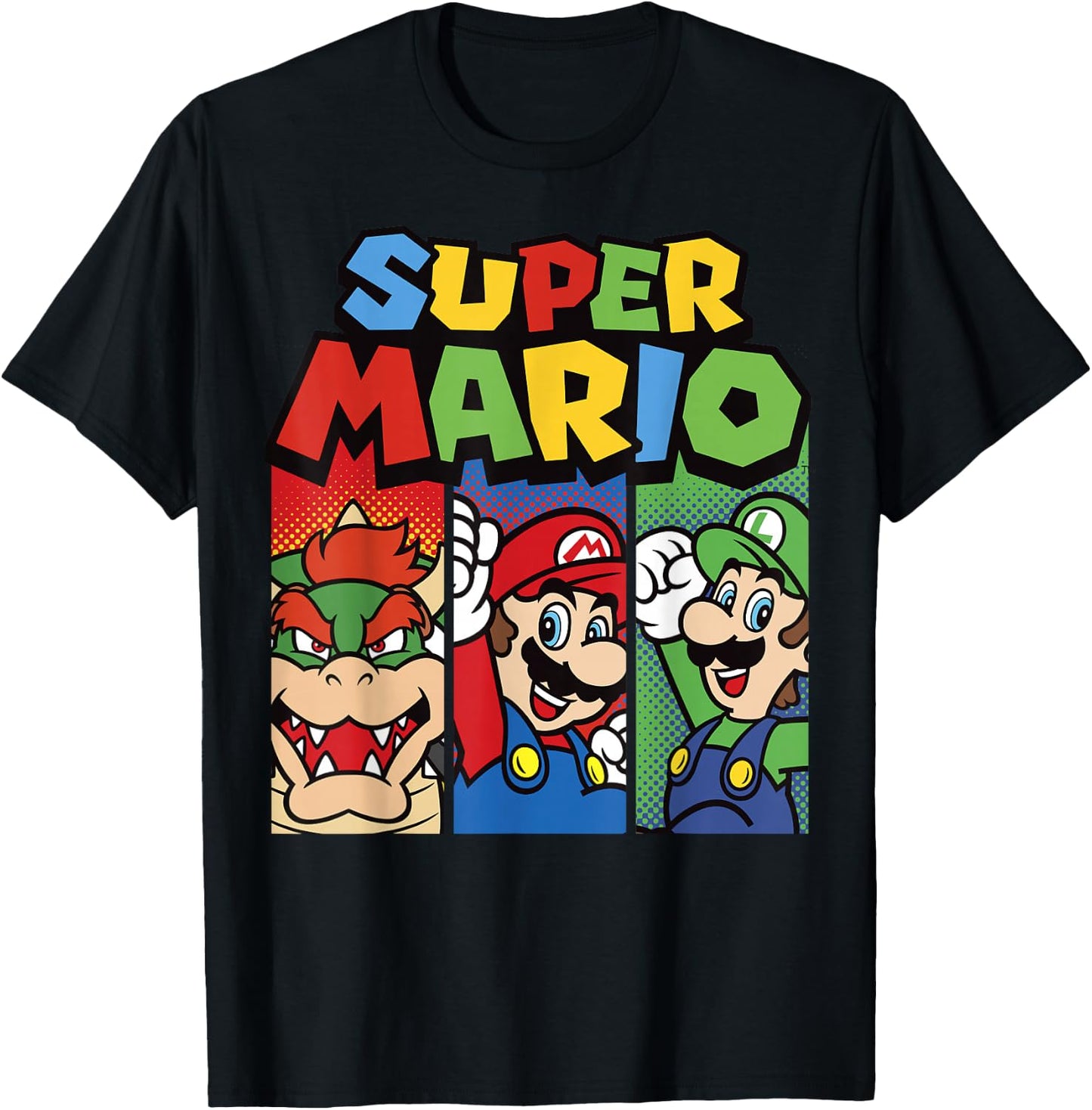 Super Mario Bros Vintage Old School Nintendo Hero Panels T-Shirt - T-Shirt | Black