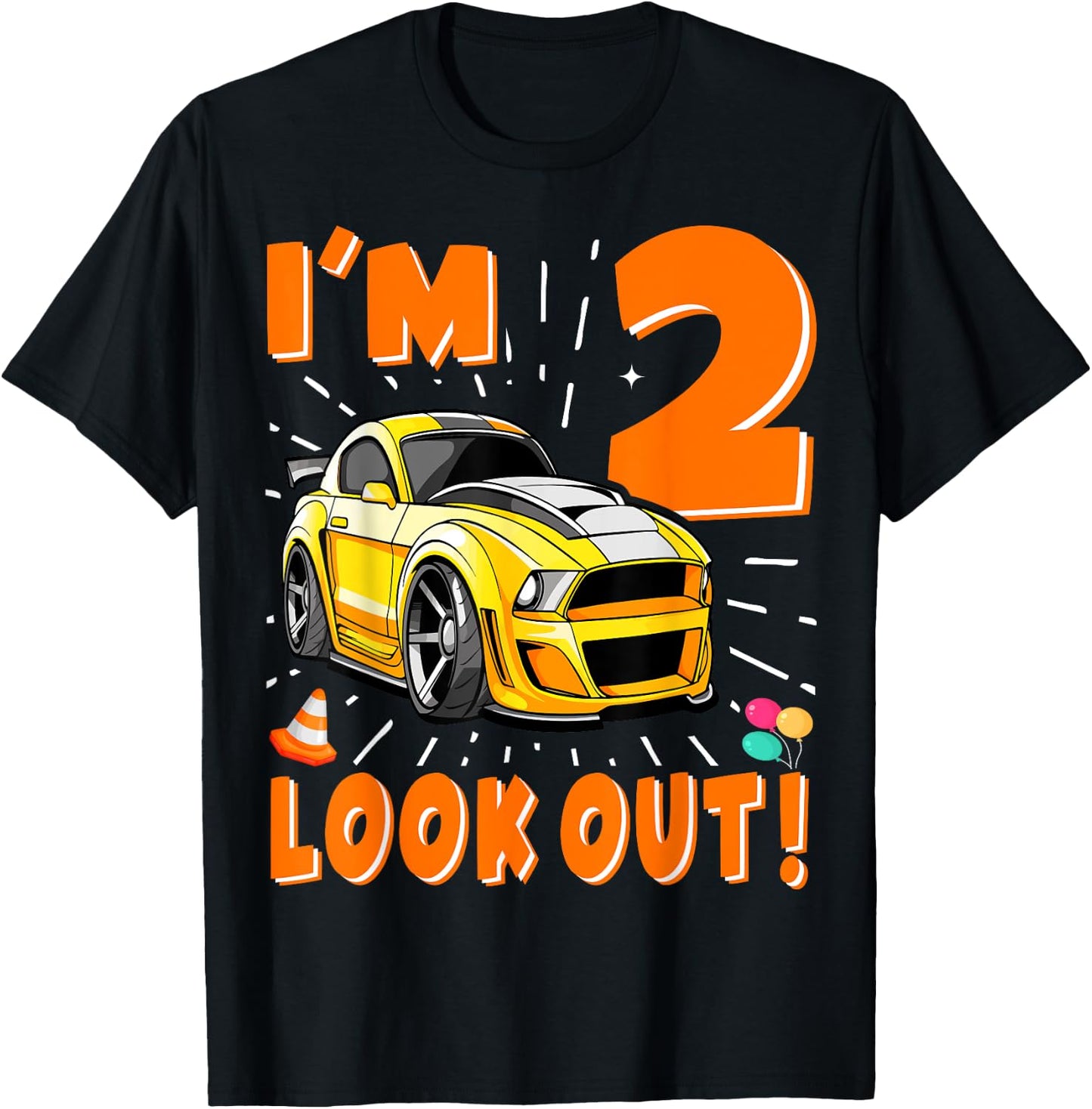 Two 2nd Birthday Boy Race Car 2 Years Old Car Racing T-Shirt - T-Shirt | Black