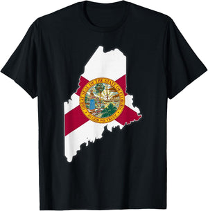 MAINE STATE MAP FLORIDA FL Flag Roots Men Women Gift T-Shirt - T-Shirt | Black