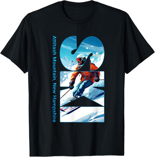 Attitash Mountain Cool Skiing Vacation Ski Outdoor Skier T-Shirt - T-Shirt | Black