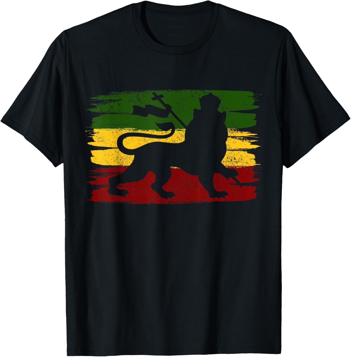 Rastafari Jamaica Reggae Music Rasta Lion of Judah T-Shirt - T-Shirt | Black