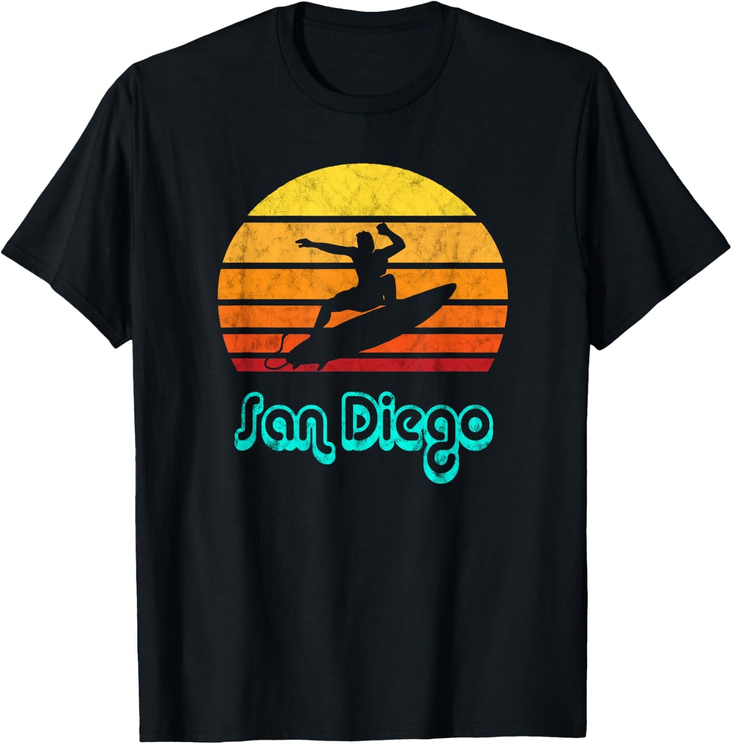 San Diego Souvenir Retro Surf Vintage California Gifts T-Shirt - T-Shirt | Black