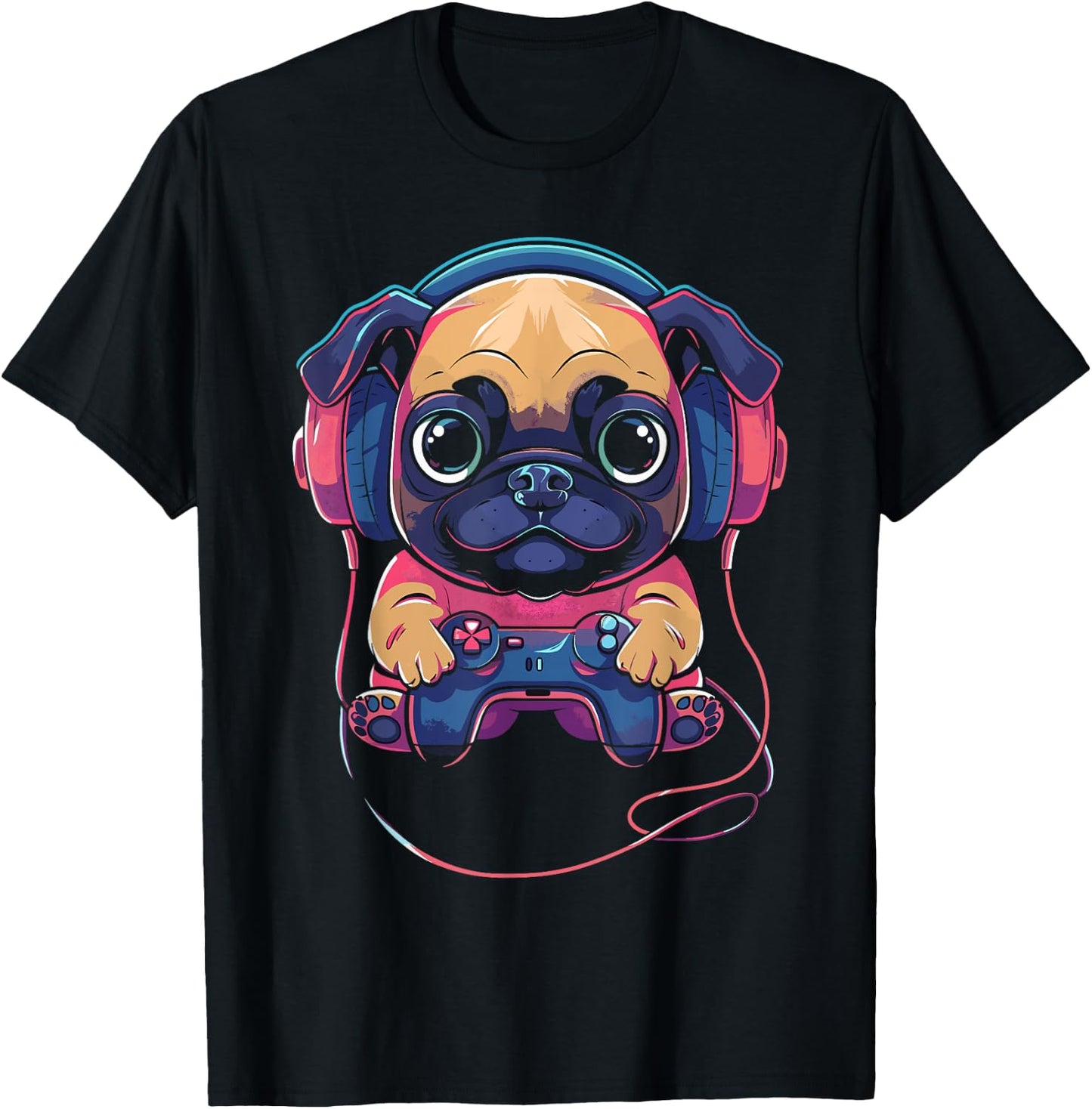 Gamer Pug Gaming Pugs Video Game Dog Lover For Boys Girls T-Shirt - T-Shirt | Black