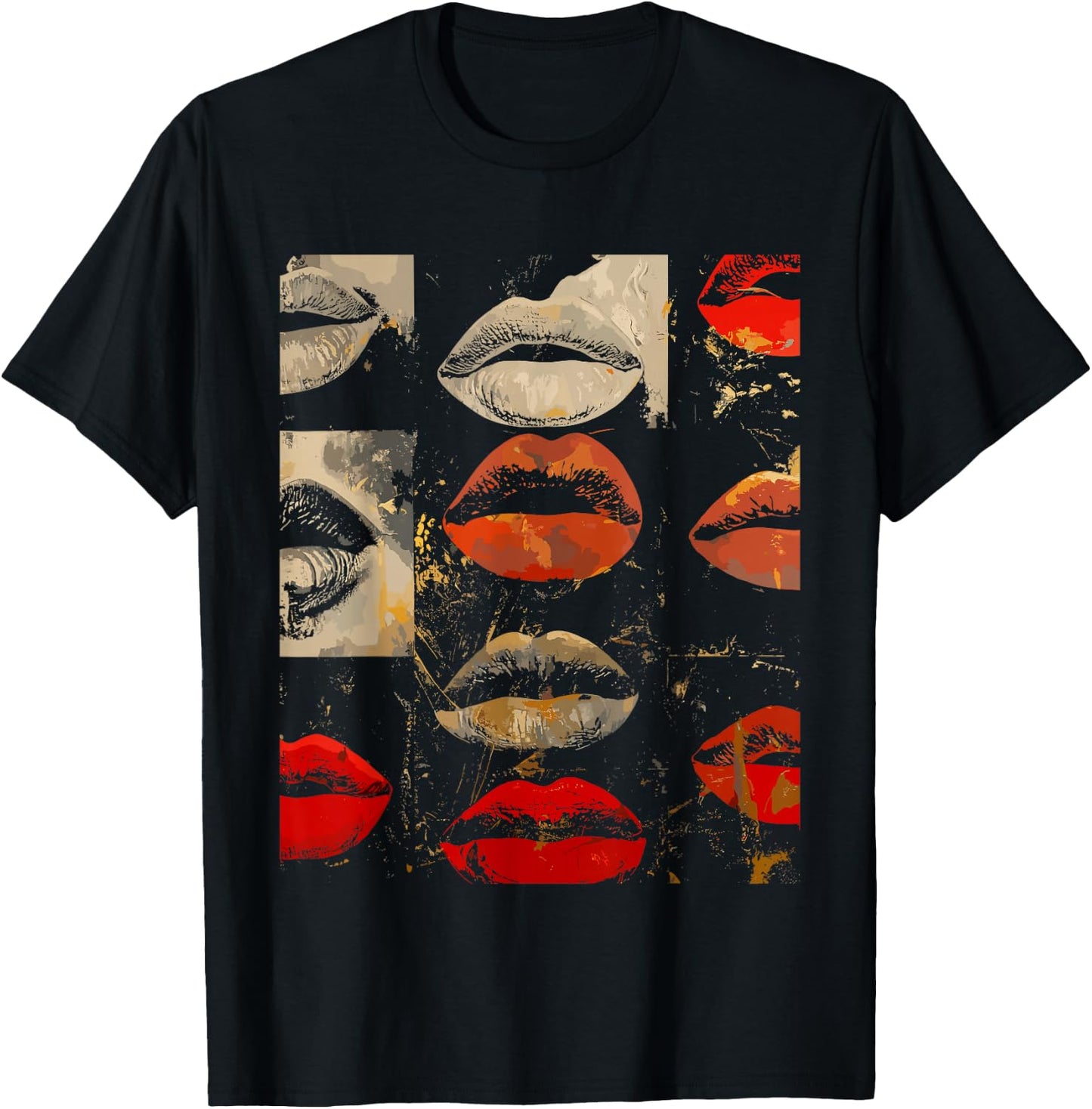 Beautiful Kissing Lips with Red Lipstick Men, Women, Girls T-Shirt - T-Shirt | Black