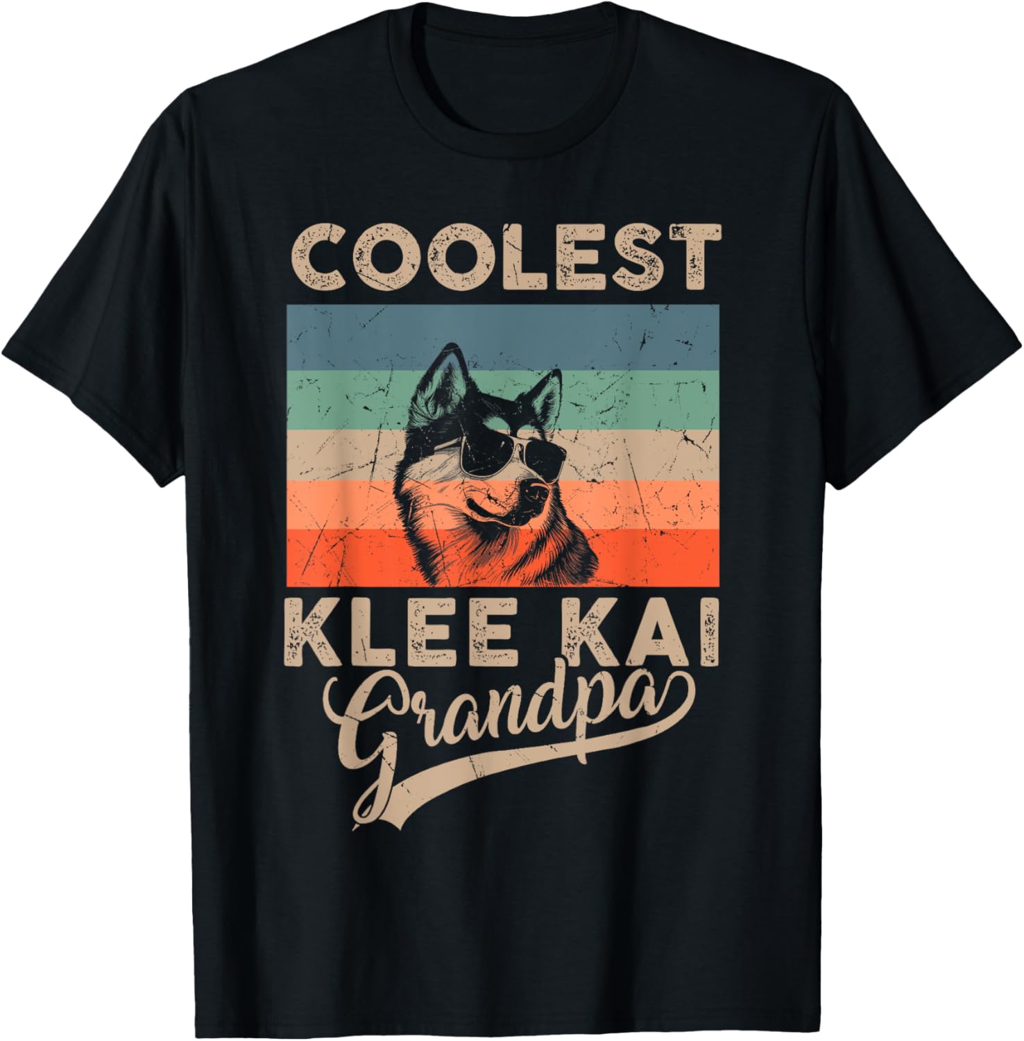 Coolest Klee Kai Grandpa Men Gifts Funny Dog Grandpa Retro T-Shirt - T-Shirt | Black