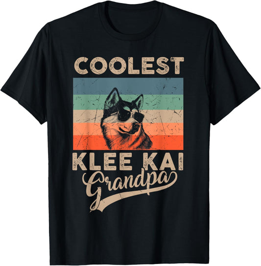 Coolest Klee Kai Grandpa Men Gifts Funny Dog Grandpa Retro T-Shirt - T-Shirt | Black