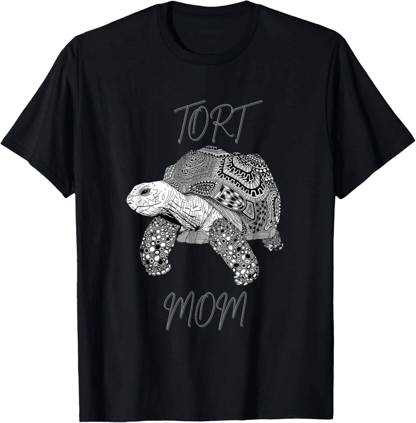 Tort Mom Sulcata African Spurred Tortoise Turtle Shell T-Shirt - T-Shirt | Black