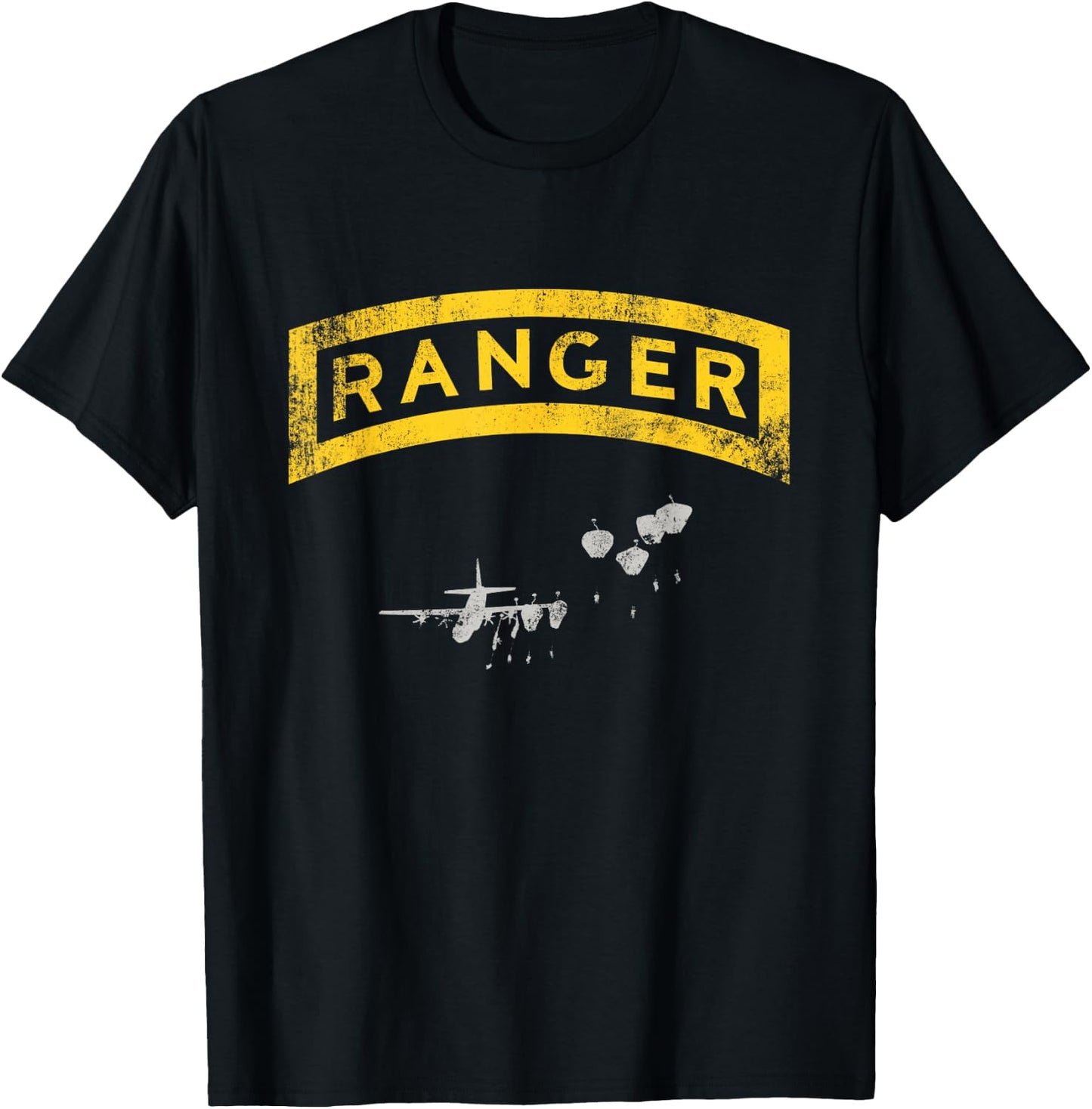 US Army Ranger Tab Airborne Ranger Military Veteran Vintage T-Shirt - T-Shirt | Black