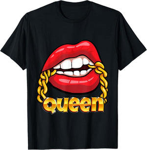 Juicy Lips Gold Chain Queen T-Shirt - T-Shirt | Black