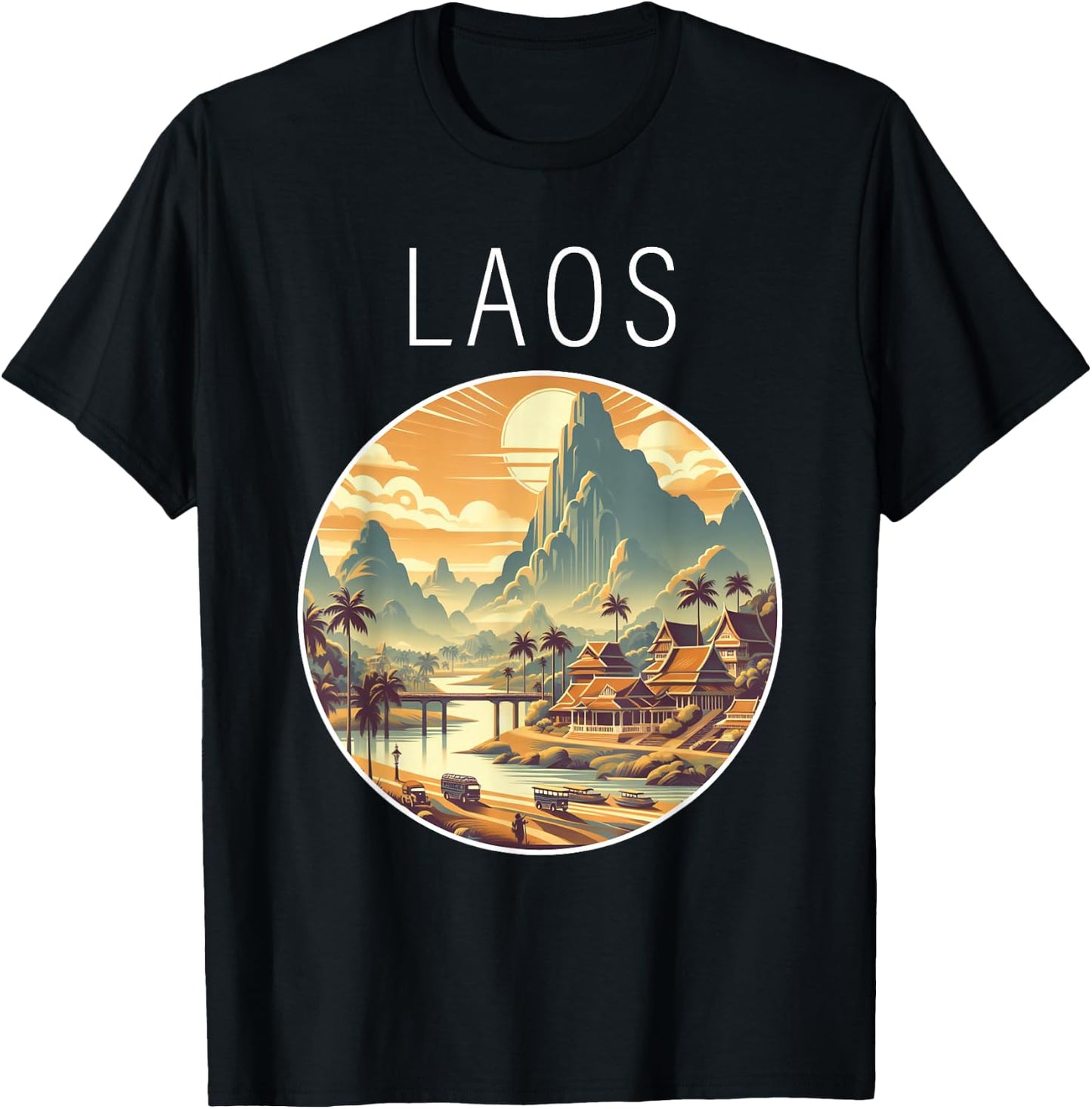 Laos scenery Art Deco T-Shirt - T-Shirt | Black