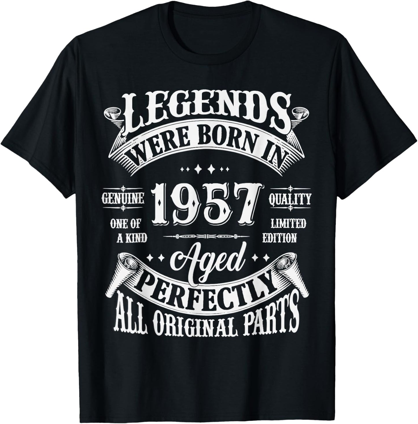 68th Birthday 68 Years Old Vintage Legends Born In 1957 T-Shirt - T-Shirt | Black