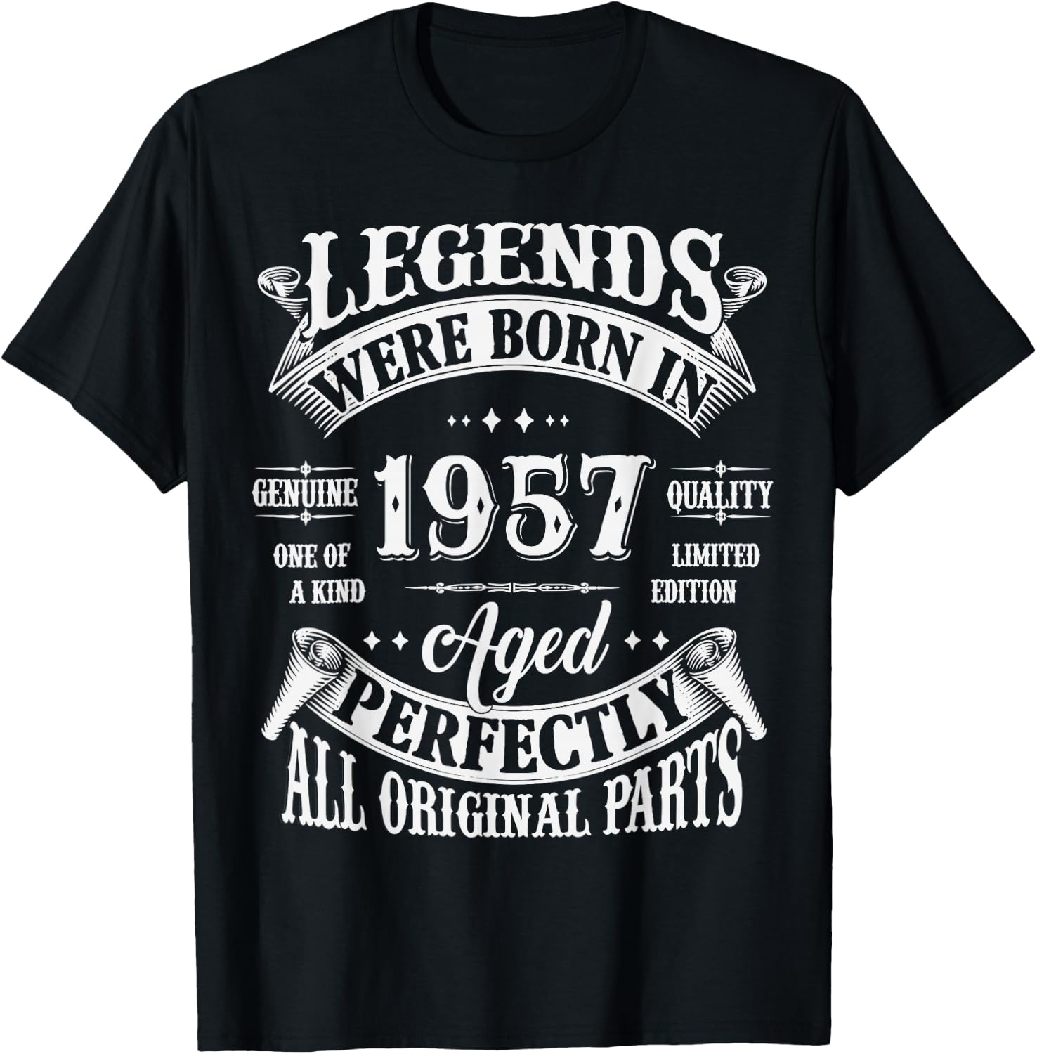 68th Birthday 68 Years Old Vintage Legends Born In 1957 T-Shirt - T-Shirt | Black