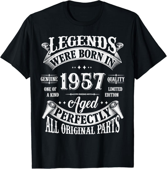 68th Birthday 68 Years Old Vintage Legends Born In 1957 T-Shirt - T-Shirt | Black