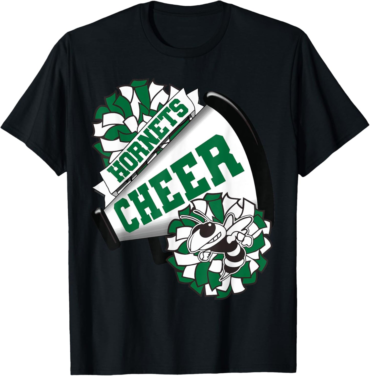 Hornets Cheer Back To School Cheerleading Spirit Green T-Shirt - T-Shirt | Black