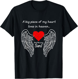 A Big Piece Of My Heart Is In Heaven And He Is My Son T-Shirt - T-Shirt | Black