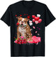 Funny Old English Bulldog Rose Heart Happy Valentine Day Dog T-Shirt - T-Shirt | Black