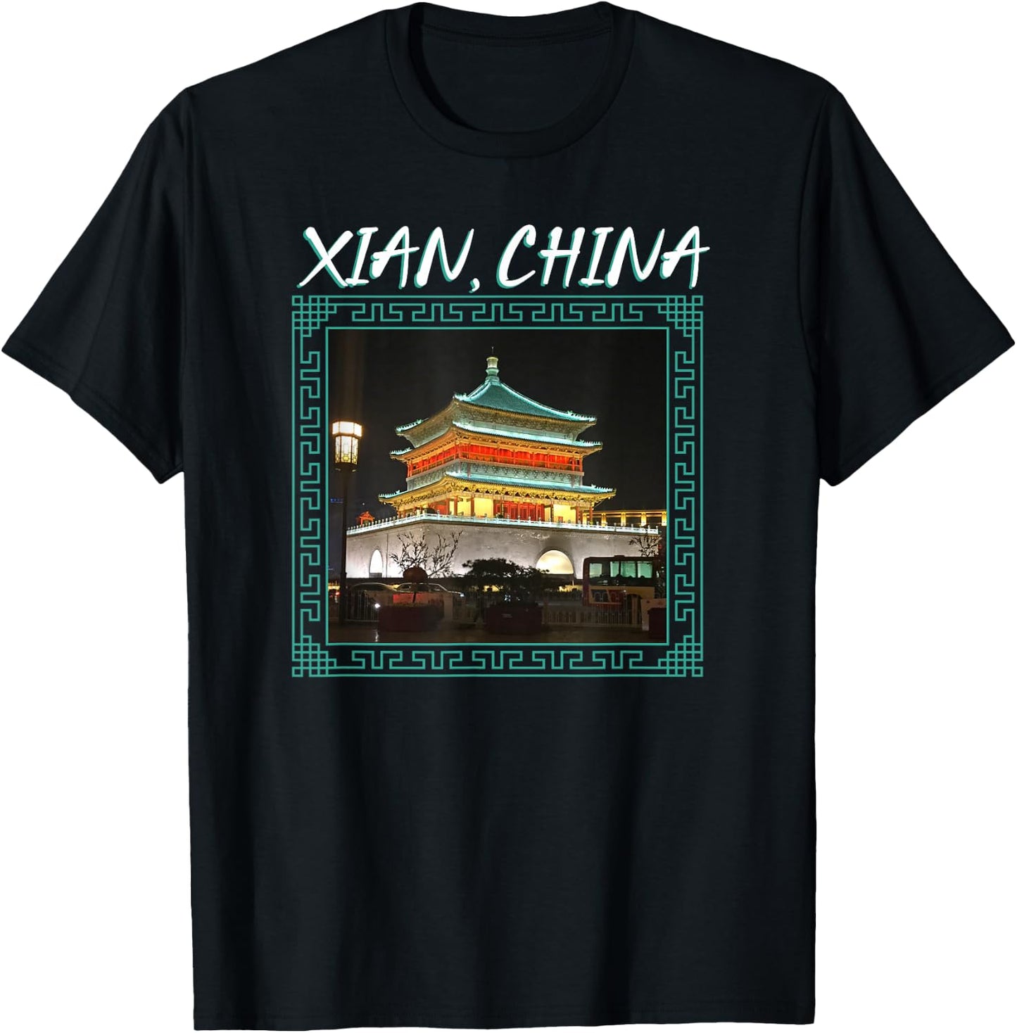 China's Ancient Xian Bell Tower T-Shirt - T-Shirt | Black