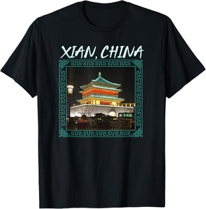 China's Ancient Xian Bell Tower T-Shirt - T-Shirt | Black