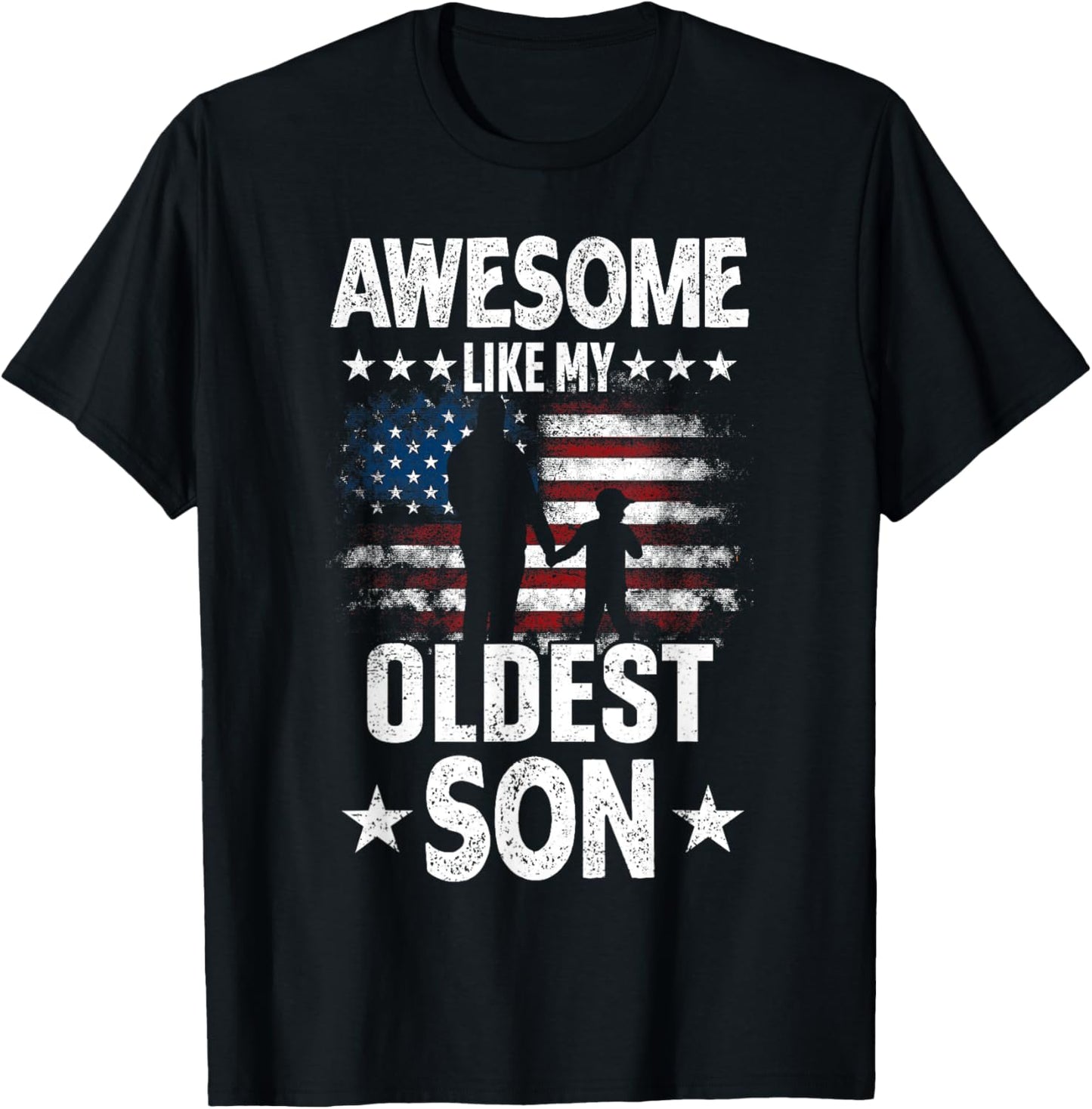 Awesome Like My Oldest Son Vintage Usa Flag Fathers Day Kids Men T-Shirt - T-Shirt | Black