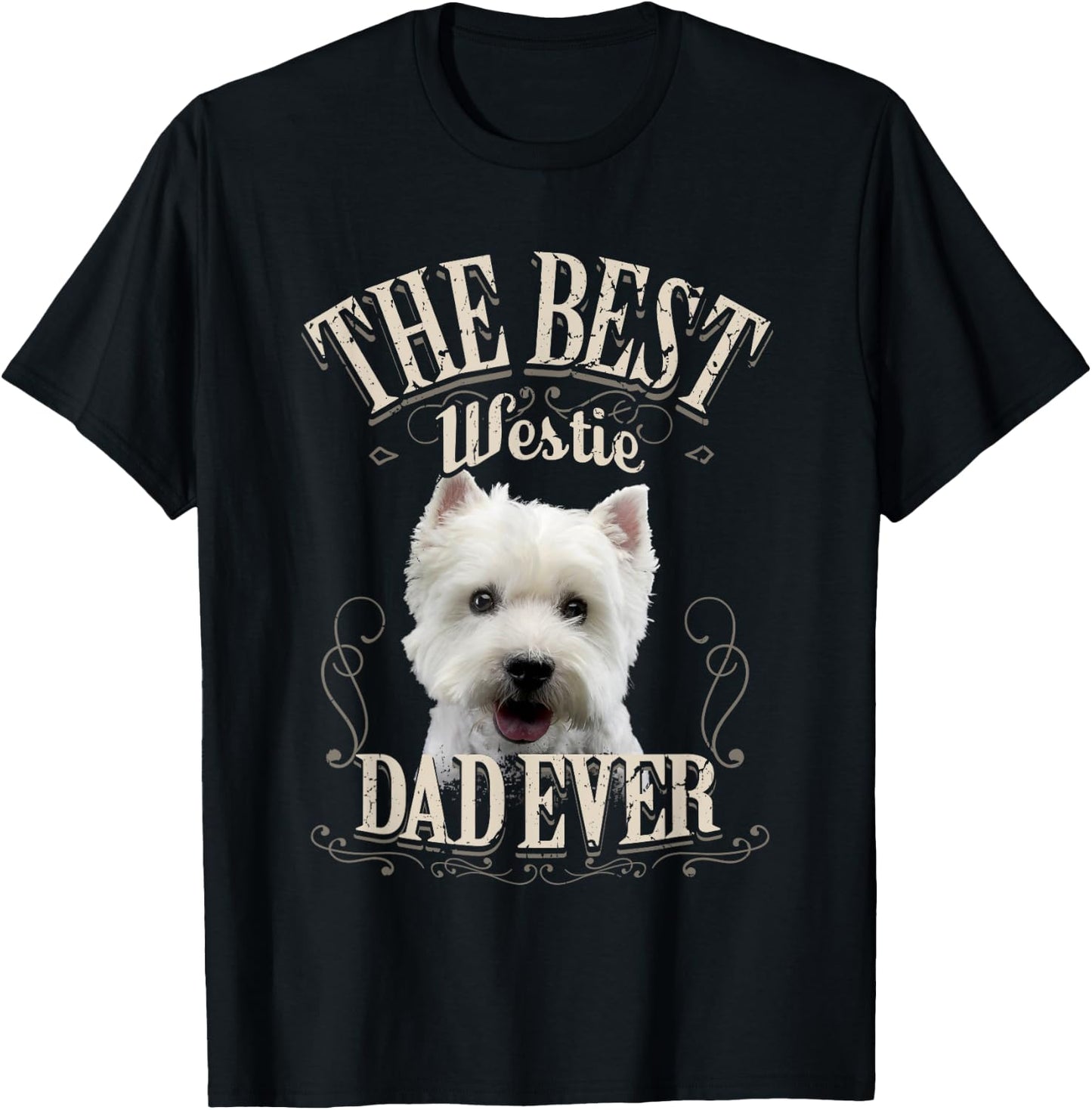 Best Westie Papa Aller West Highland White Terrier Gift T-Shirt - T-Shirt | Black