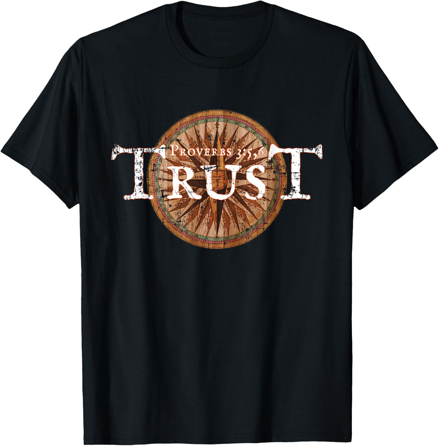 Christian Proverbs 3:5,6 Bible Verse KJV T-Shirt - T-Shirt | Black