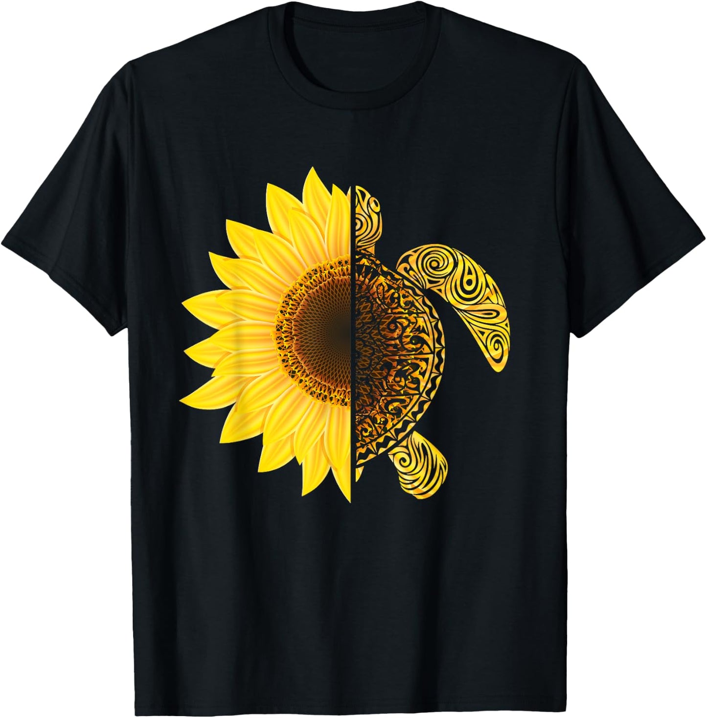 Sunflower Turtle, Save Turtles T-Shirt - T-Shirt | Black
