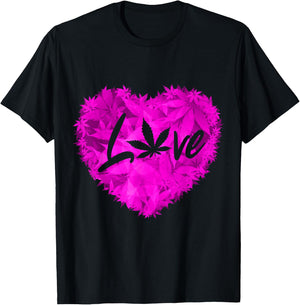 Weed Leaf Heart Weed Lover Funny Marijuana Valentines Day T-Shirt - T-Shirt | Black