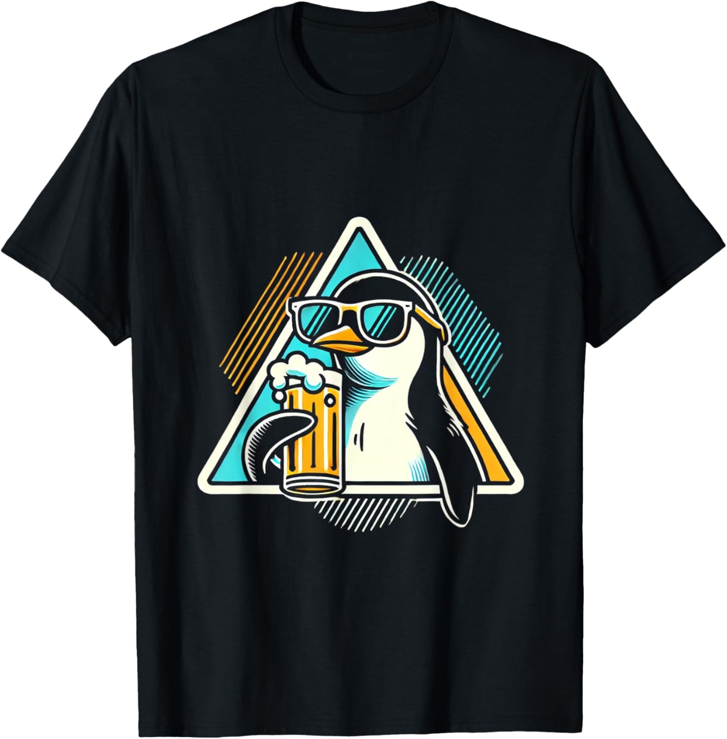 Beer Drinking Summer Holiday Sunglasses Penguin Women T-Shirt - T-Shirt | Black