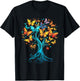 Butterfly Tree Beautiful Butterflies Garden Colorful T-Shirt - T-Shirt | Black