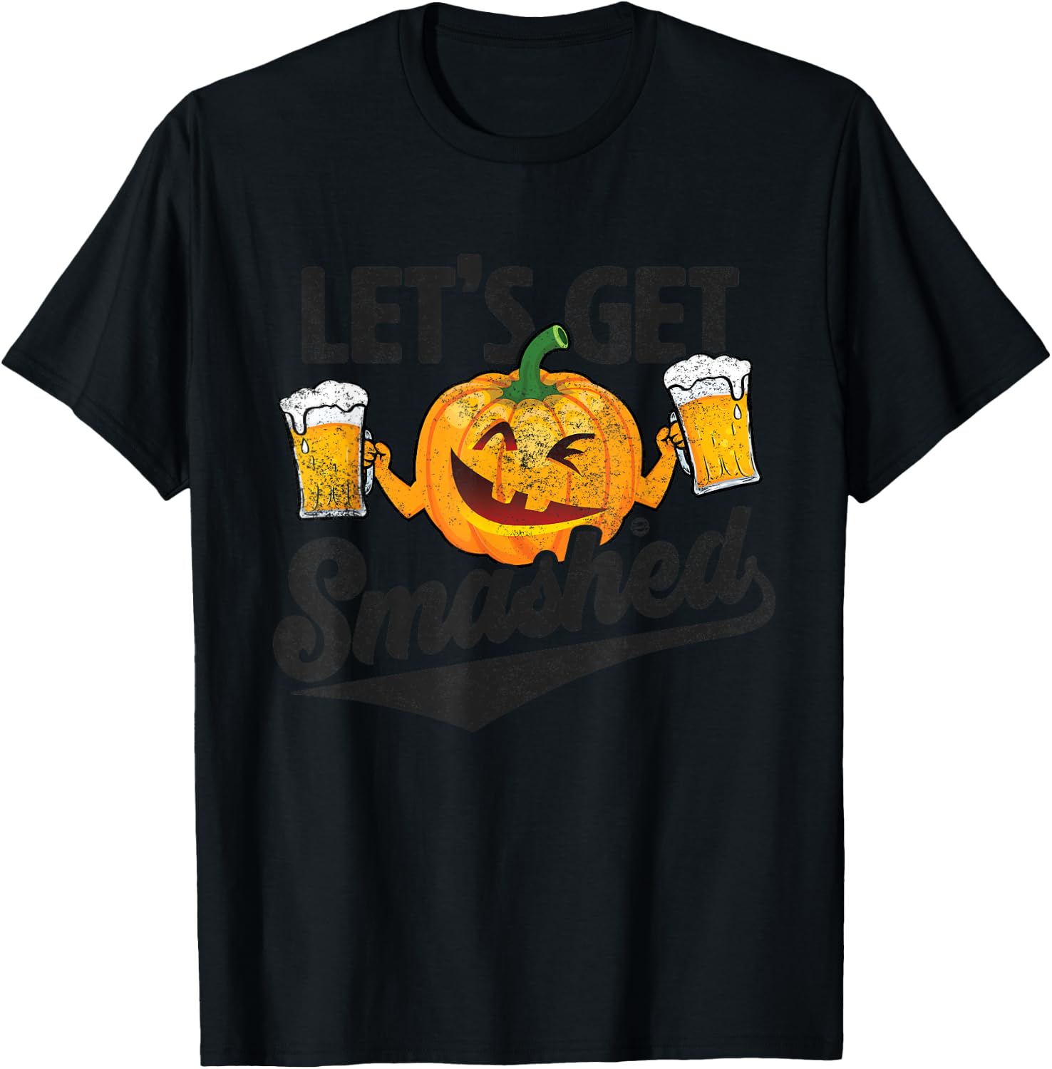 Lets Get Smashed Funny Pumpkin Beer Halloween T-Shirt - T-Shirt | Black