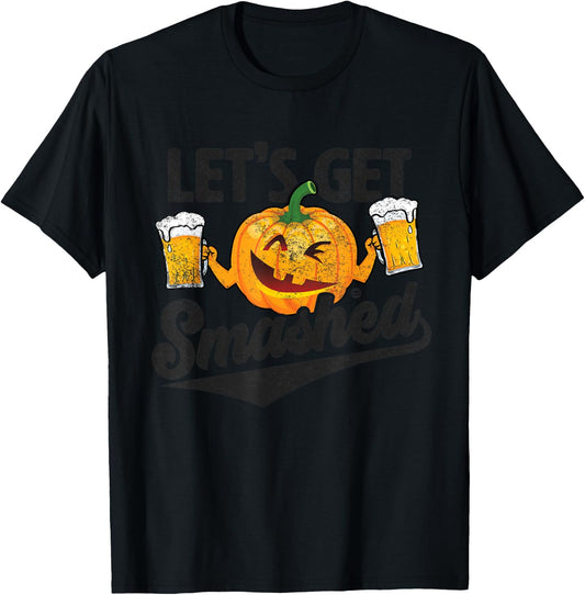 Lets Get Smashed Funny Pumpkin Beer Halloween T-Shirt - T-Shirt | Black