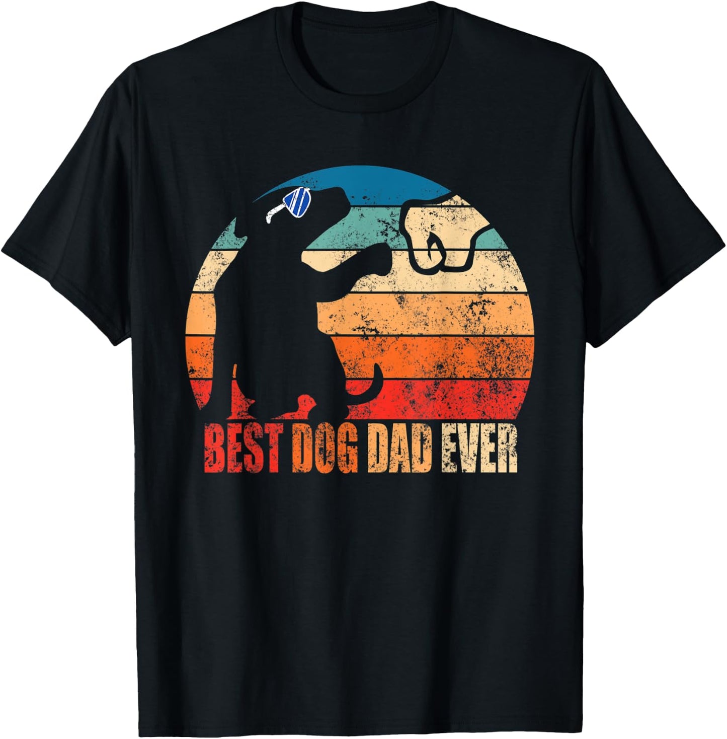 Best Dog Dad Ever Fist Bump Retro Daddy Gift Son Daughter Men Women Kids T-Shirt - T-Shirt | Black