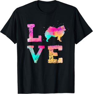 Colourful Watercolour Painting American Eskimo Dog Dog T-Shirt - T-Shirt | Black
