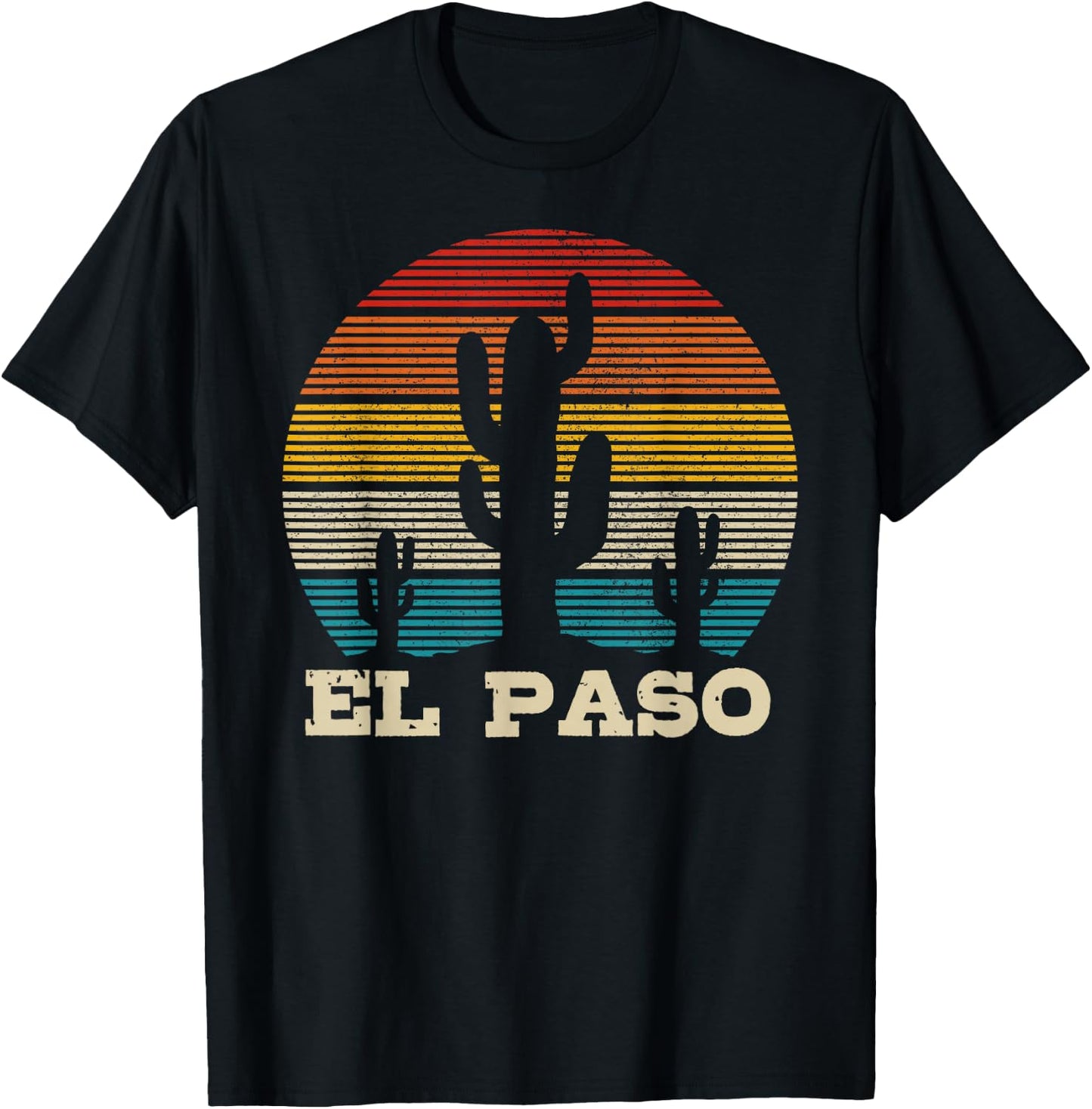 El Paso Texas Cactus Vintage Retro Desert Souvenir Gift T-Shirt - T-Shirt | Black