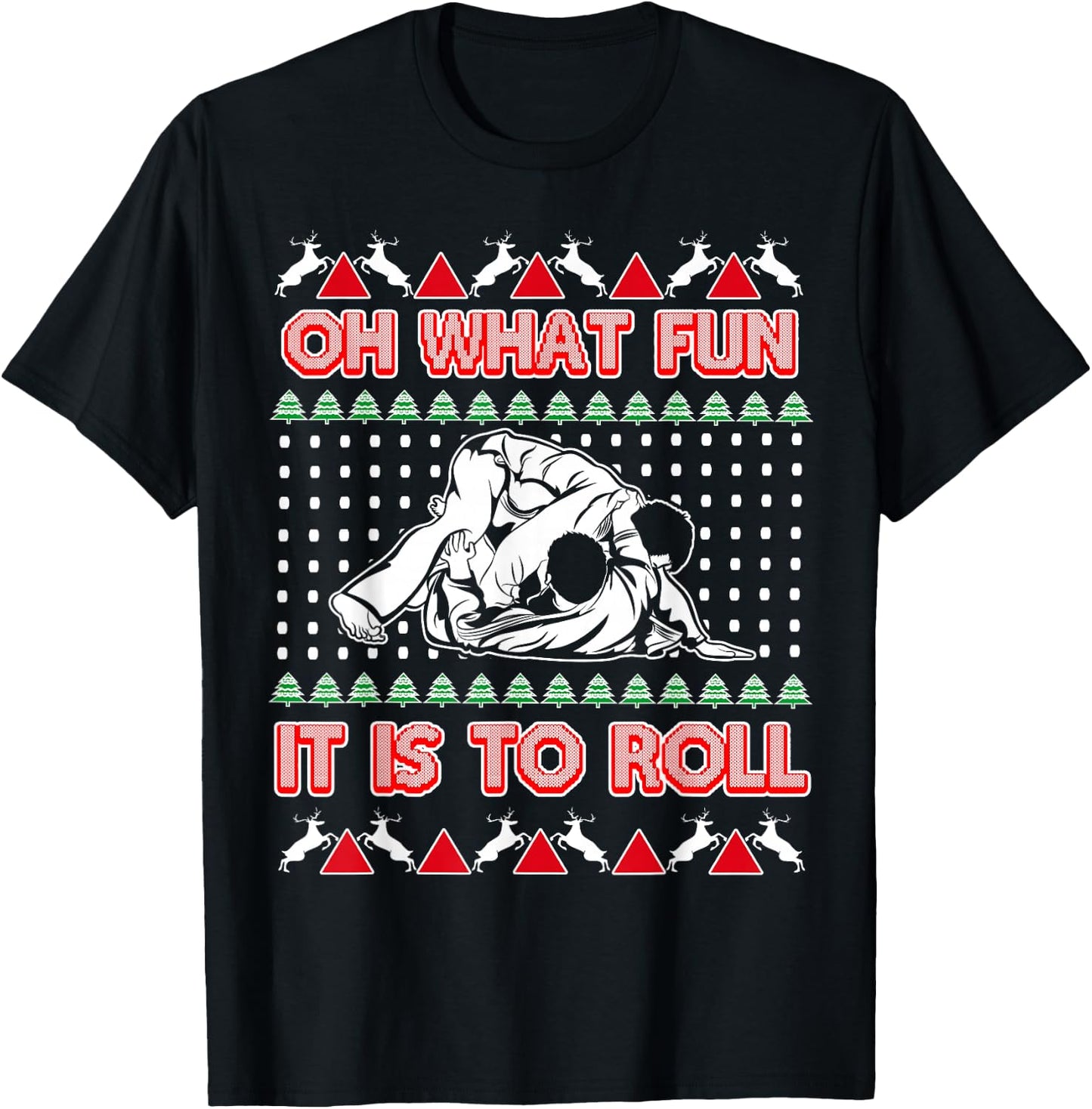 Jiu Jitsu BJJ Ugly Christmas Sweater MMA Funny Xmas T-Shirt - T-Shirt | Black